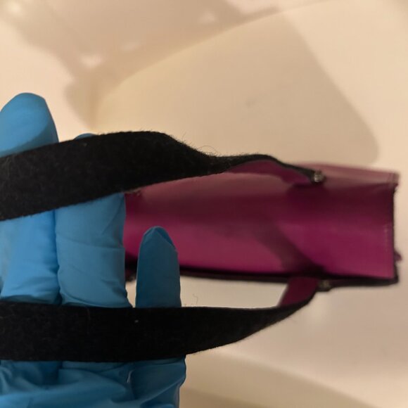 Bruno Magli Black Wool & Fuchsia Leather Handbag - Picture 8 of 16